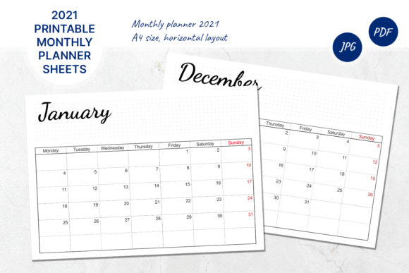 Download Printable Calendar. 2021 Monthly Planner - Premium Resources