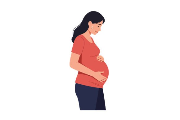 Download Pregnant Woman in Profile Holding Belly - Pregnant Collection