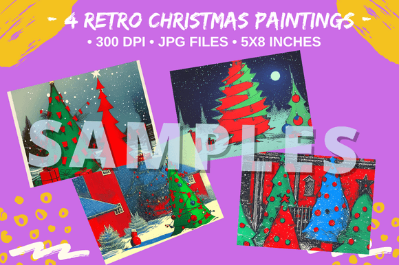 Download 4 Christmas Tree Vintage Style Postcards - Premium Resources