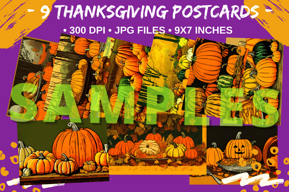 Download 9 Digital Thanksgiving Holiday Postcards - Premium Resources