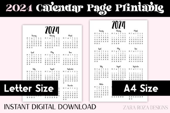 Download 2024 Retro Printable Calendar Page - Printable calendar Collection
