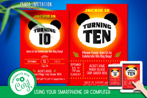 Download Panda Invitation Digital Template Files - Digital template Collection