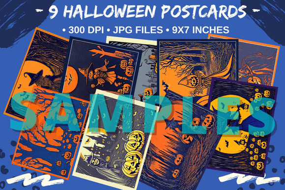 Download 9 Halloween Witch Holiday Cool Postcards - Premium Bundle