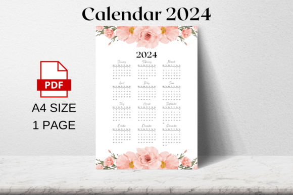 Download One Page Printable Calendar 2024 PDF - Printable calendar Collection